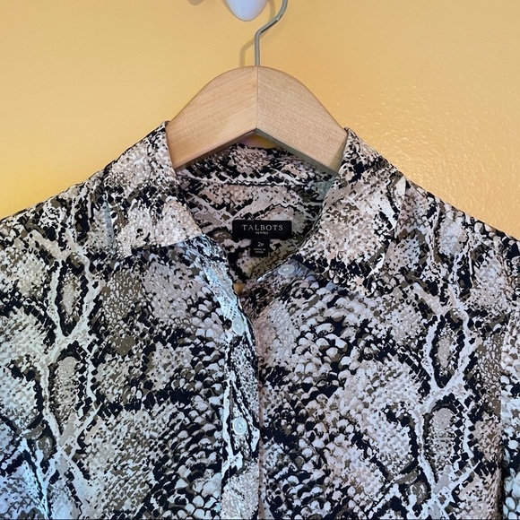 Talbots Snakeskin Print Button Down Shirt - Picture 2 of 9